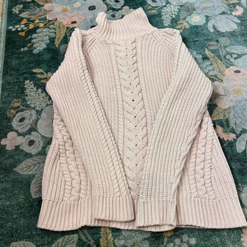 Lululemon Sweater Bring The Cozy Turtleneck Misty Pink Thick Cotton Cableknit 4